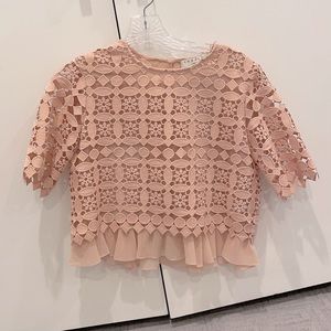 Sandro pink lace cropped top